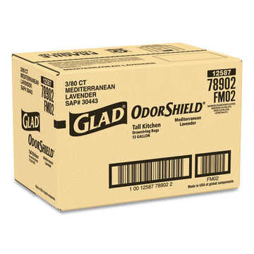 Glad® Odorshield Tall Kitchen Drawstring Bags, 13 Gal, 0.95 Mil, 24" X 27.38", White, 240-carton freeshipping - TVN Wholesale
